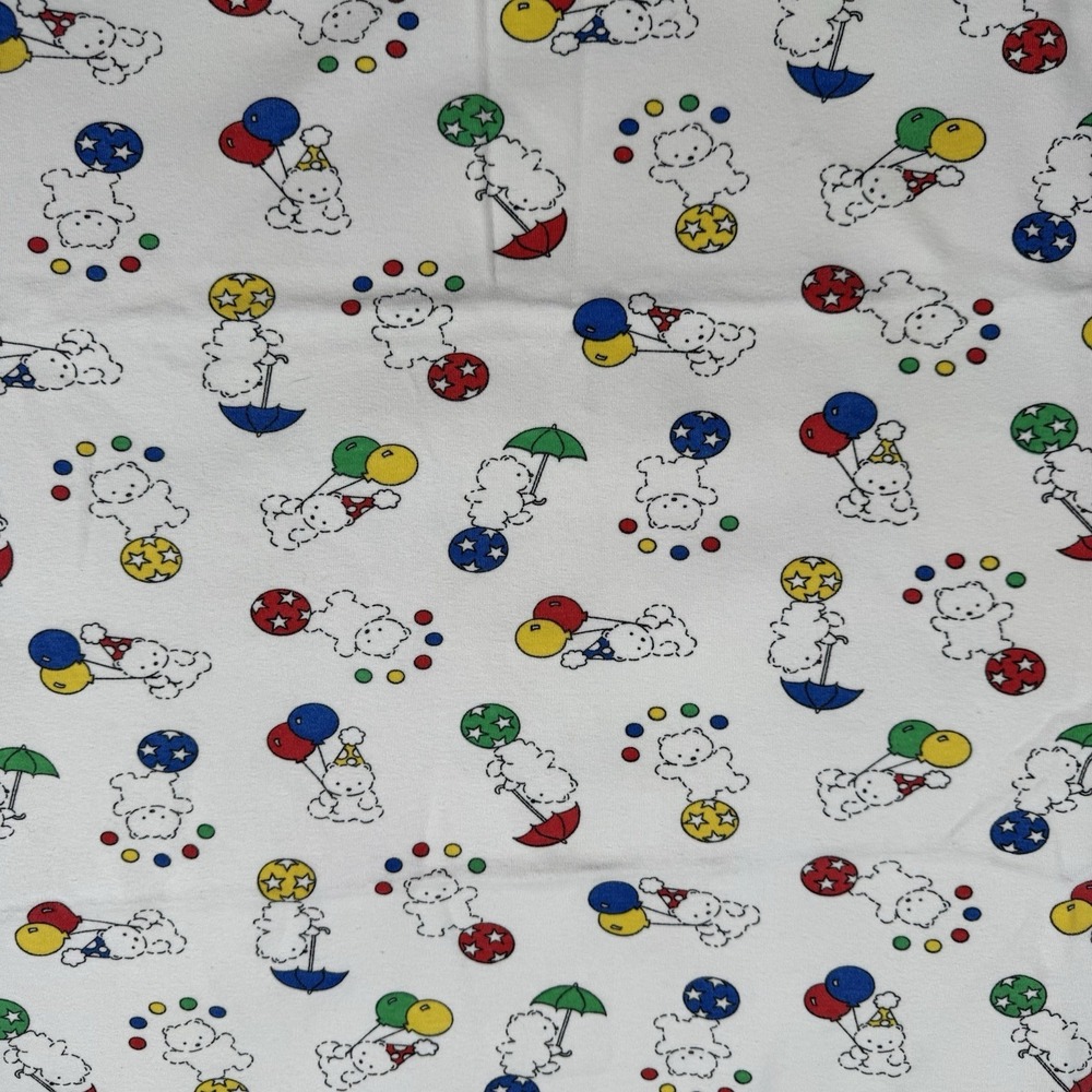 Vtg Carters Baby Receiving Blanket Bears Balloons Clouds Primary Colors Cotton
